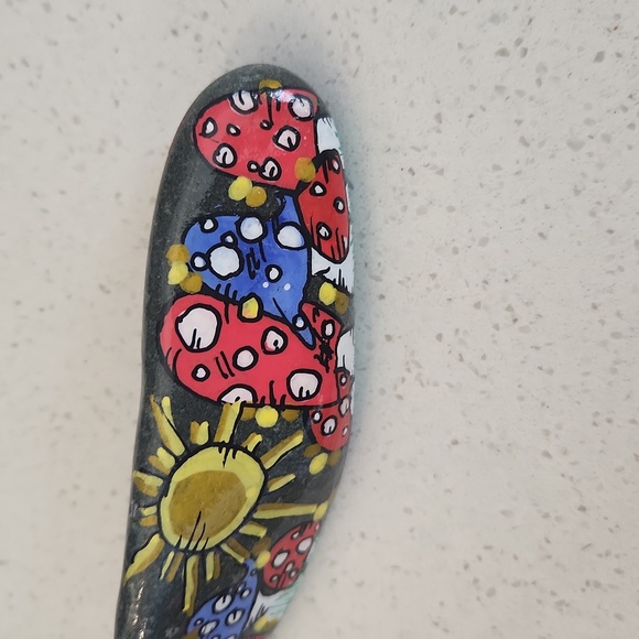 Mushroom painted rock with sun - Picture 3 of 3